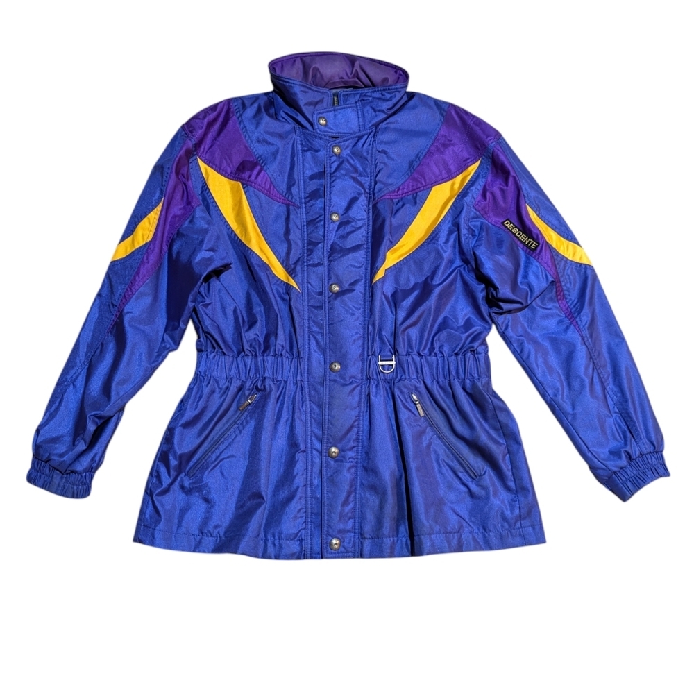 Vintage DESCENTE Snow Ski Jacket Iconic 80s 90s Purple Neon Colorblock Japan XL